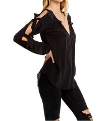 Chaser - Silk Slit Blouson Sleeve Top