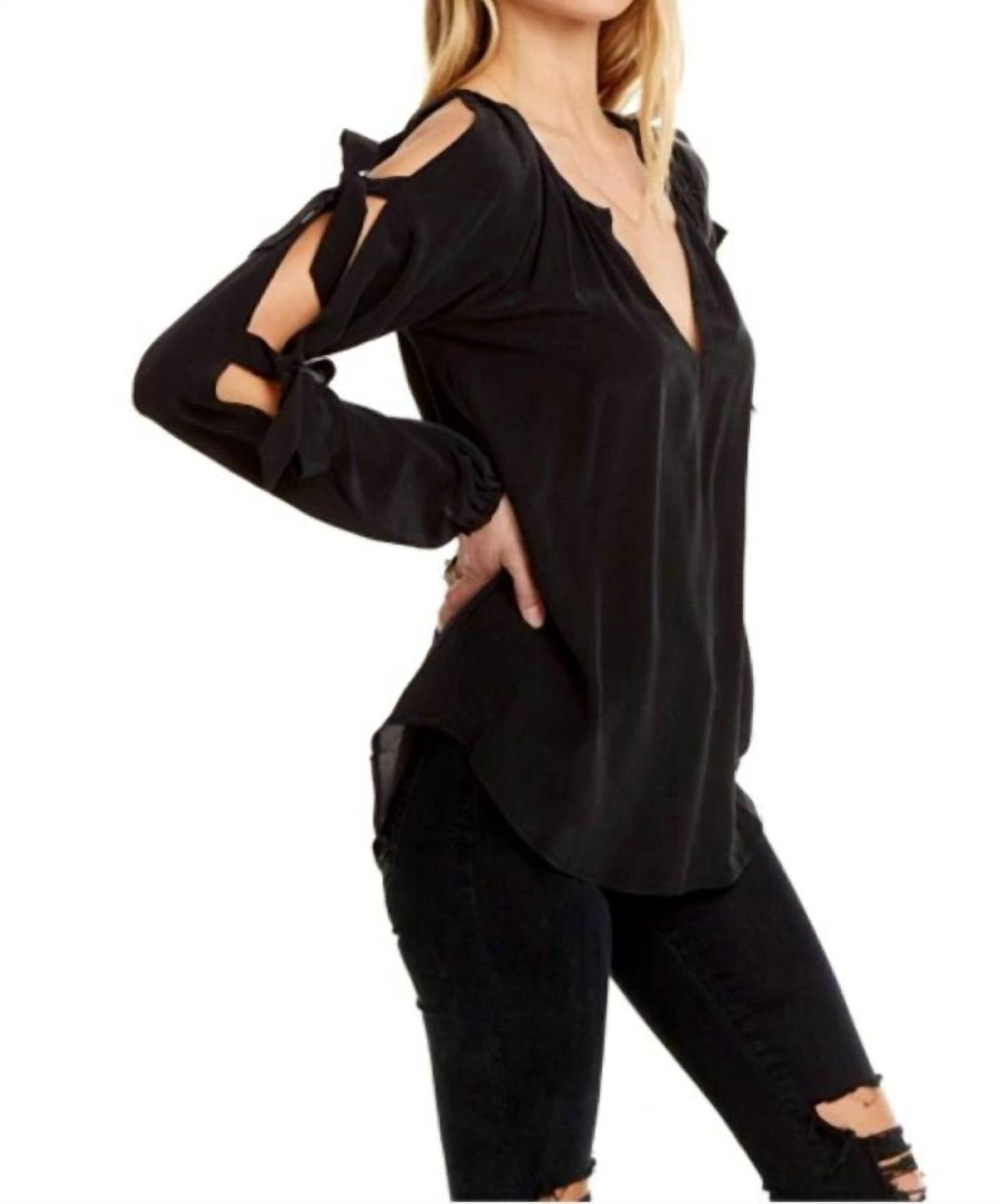 Chaser - Silk Slit Blouson Sleeve Top