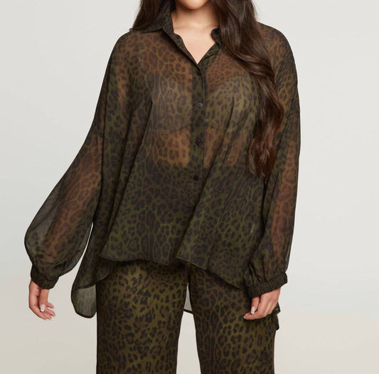 Mat Fashion - Sheer Leopard Button Up Shirt