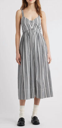 THE GREAT. The Reyes Dress in parchment stripe - women's dress