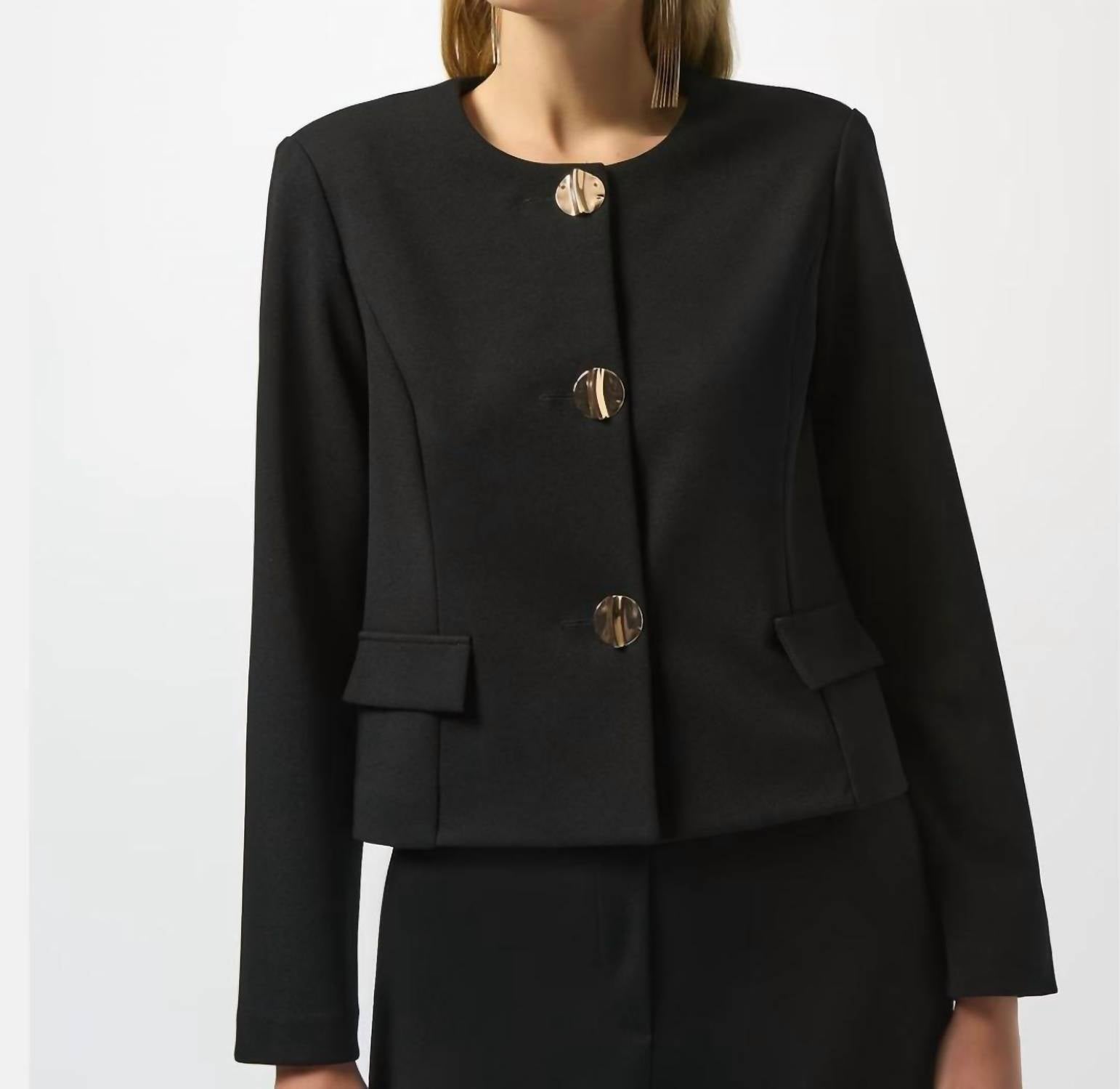 Joseph Ribkoff Formal Round Neck Top in black - women's jacket