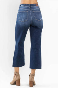 Judy Blue - Women's Wanda High Waist Destroyed Wide Leg Crop Jeans