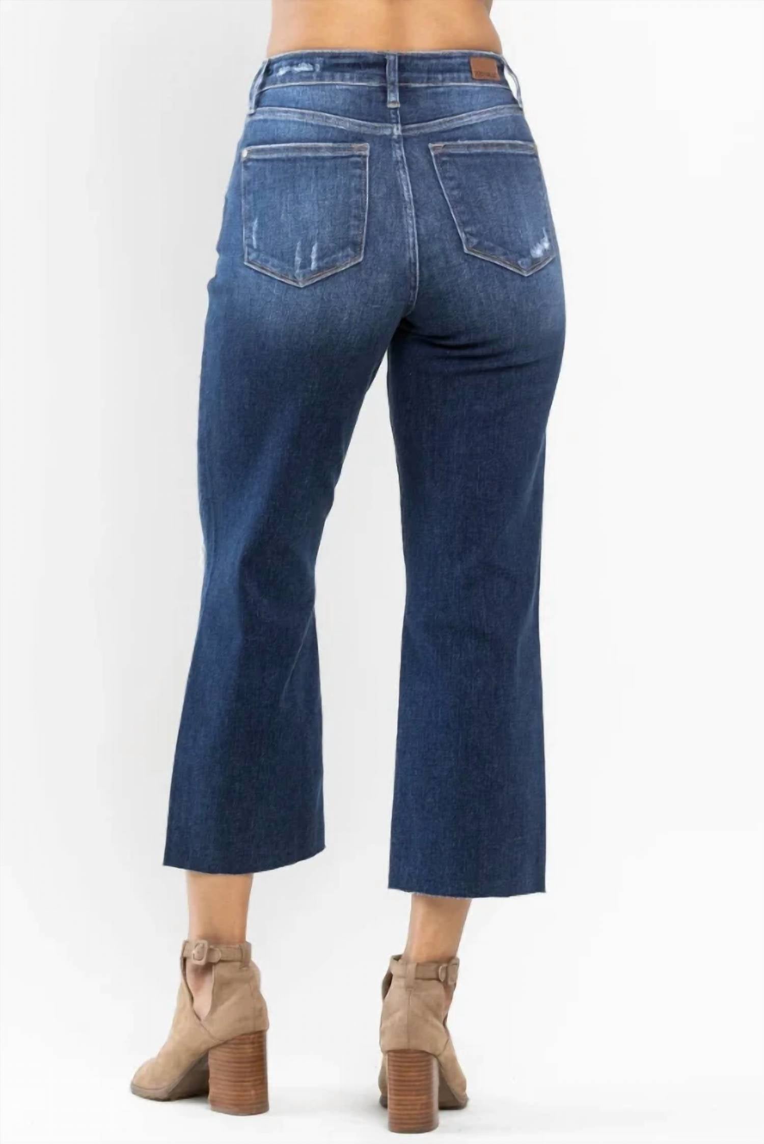 Judy Blue - Women's Wanda High Waist Destroyed Wide Leg Crop Jeans