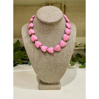Pink Panache - Women's Puffy Heart Wood Necklace