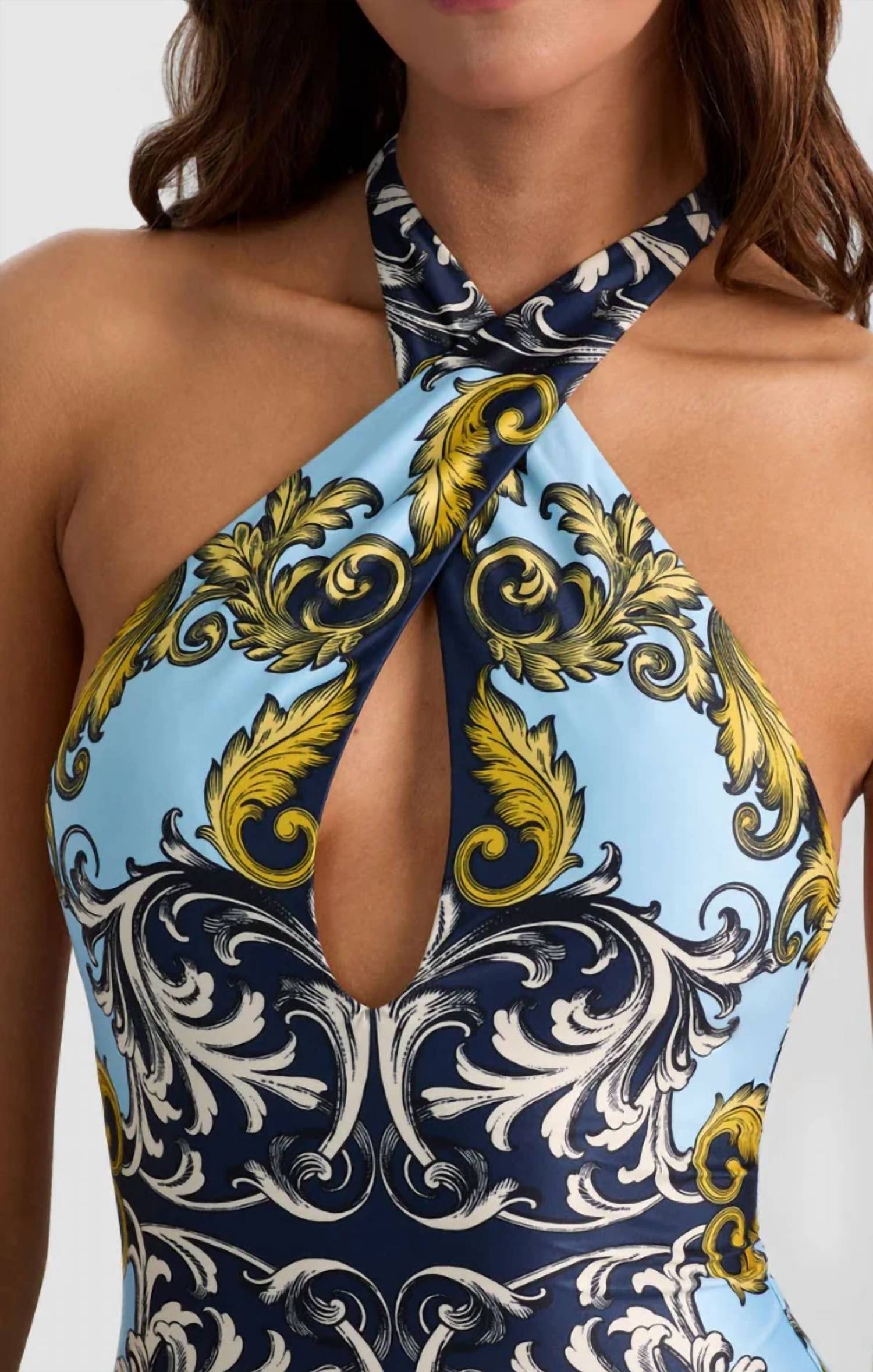 Pq Swim - Antique Scroll Cross Front One Piece Swimsuit