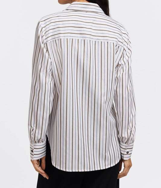 Foxcroft - Meghan Metallic Stripe Long Sleeve Shirt