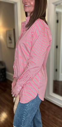 Yest - Rae Coral Striped Button Up