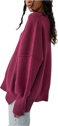 Free People Easy Street Tunic Sweater in dreamy mulberry - women's sweater - detail view