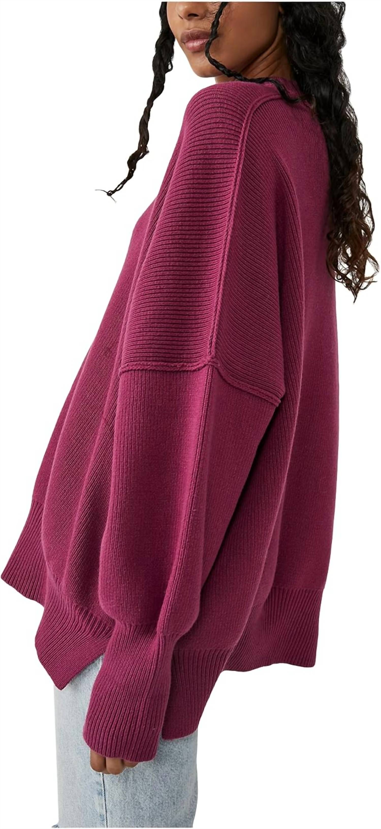 Free People Easy Street Tunic Sweater in dreamy mulberry - women's sweater - detail view