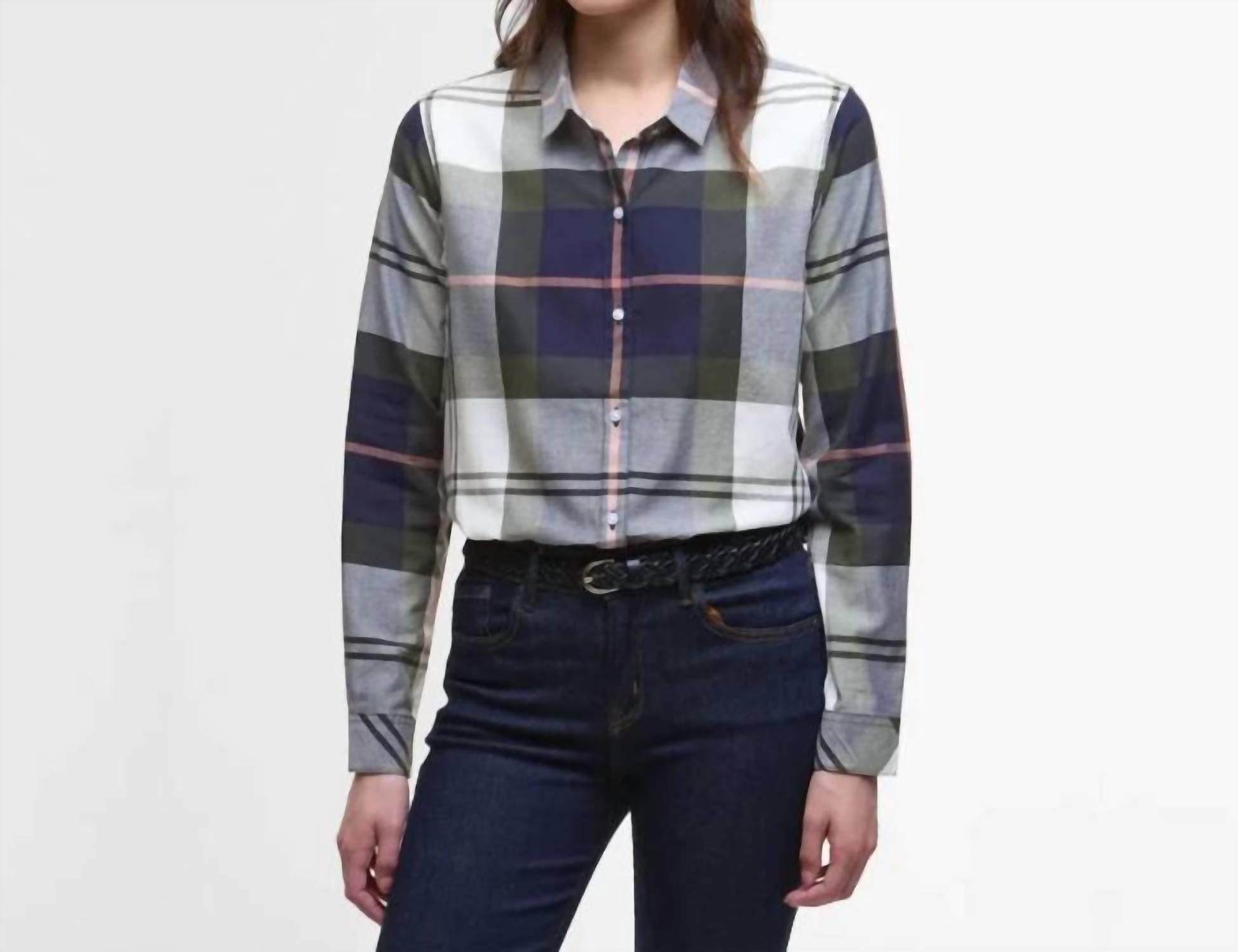 Barbour Moorland Shirt in navy arabesque check - women's shirt