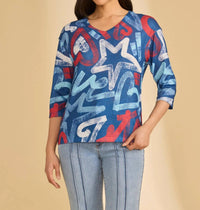 Fdj - Abstract Three Quarter Sleeve Top