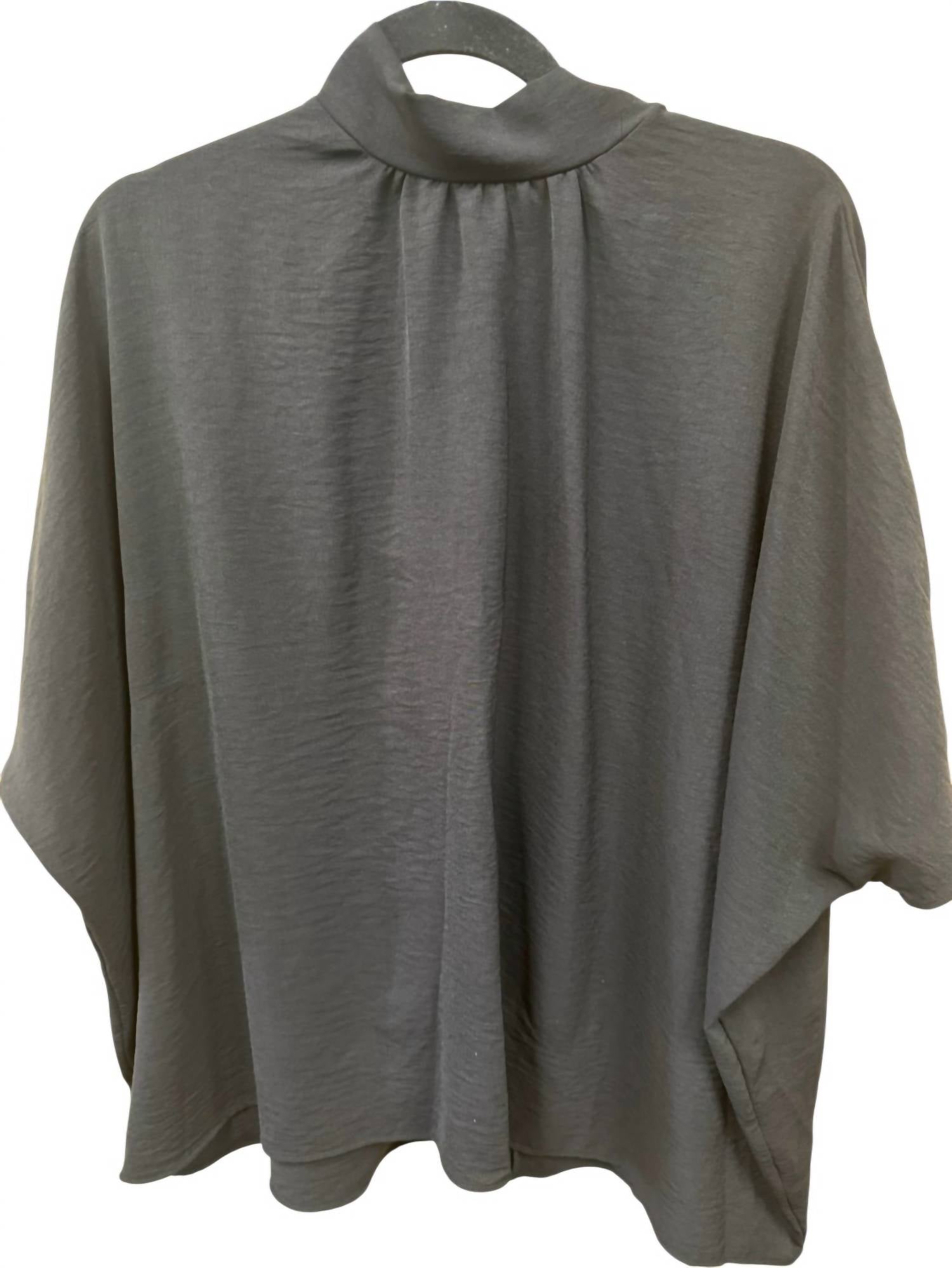 Pixi + Ivy Women's Tie Back Mock Neck Tunic Top in black - women's shirt