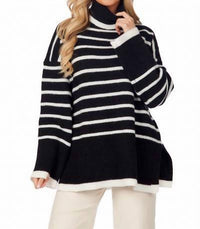mudpie Dunn Striped Sweater in black - women's sweater