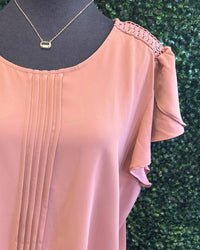 Perch - Women's Lace Trim Tulip Sleeve Pintuck Blouse