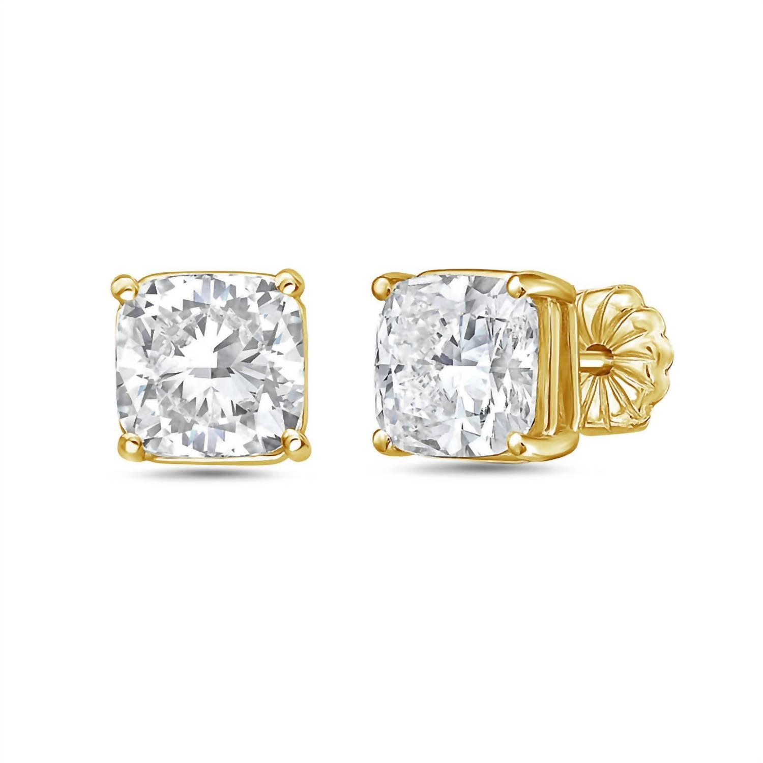 Diana M Jewels - 3.50 Cts Lab Grown Diamond Cushion Cut Studs Earrings