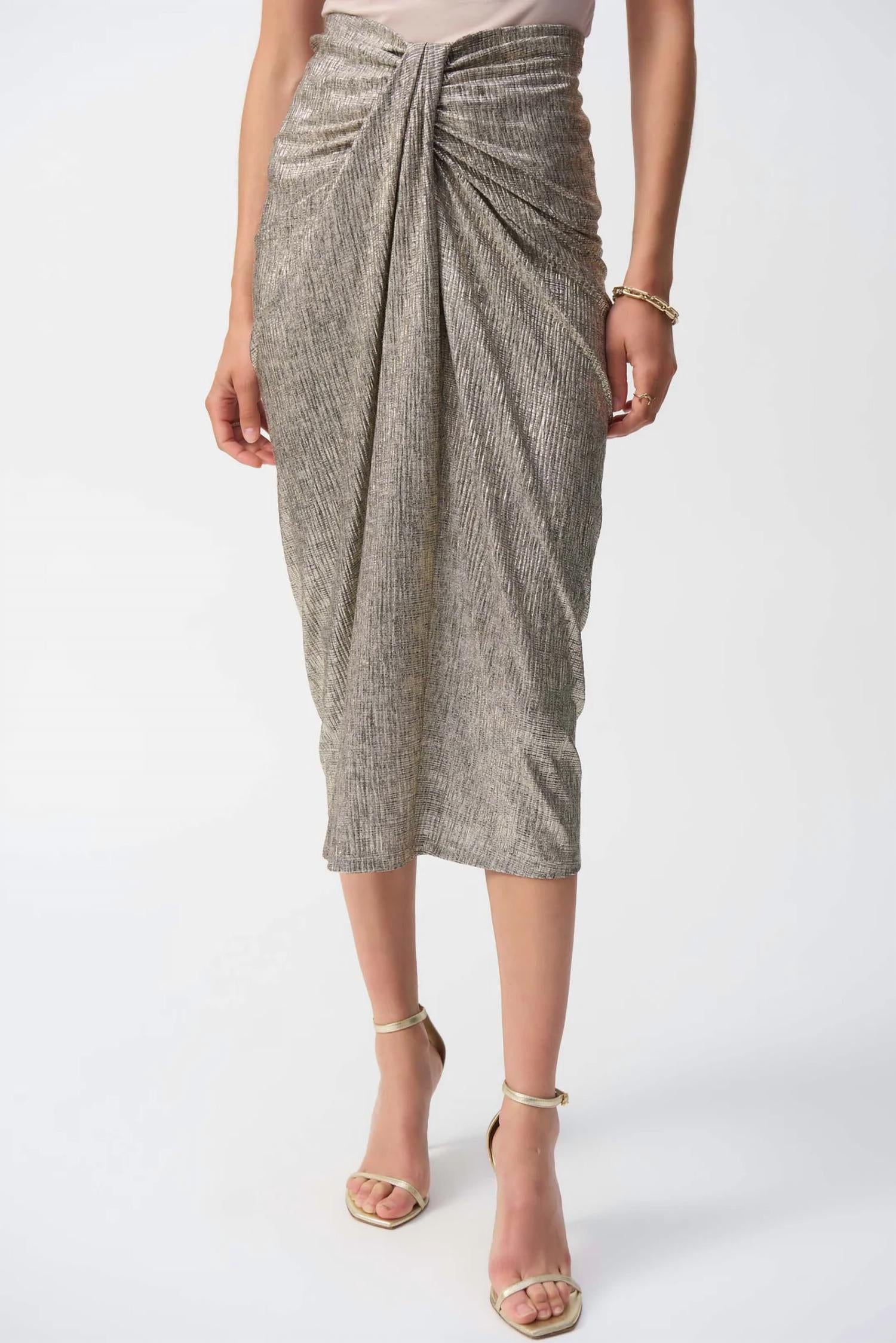 Joseph Ribkoff - Foiled Draped Pencil Skirt