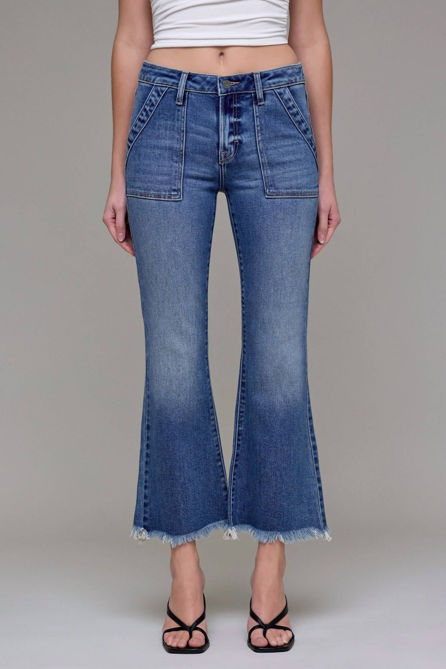 Hidden - Happi Cargo Crop Flare Jeans