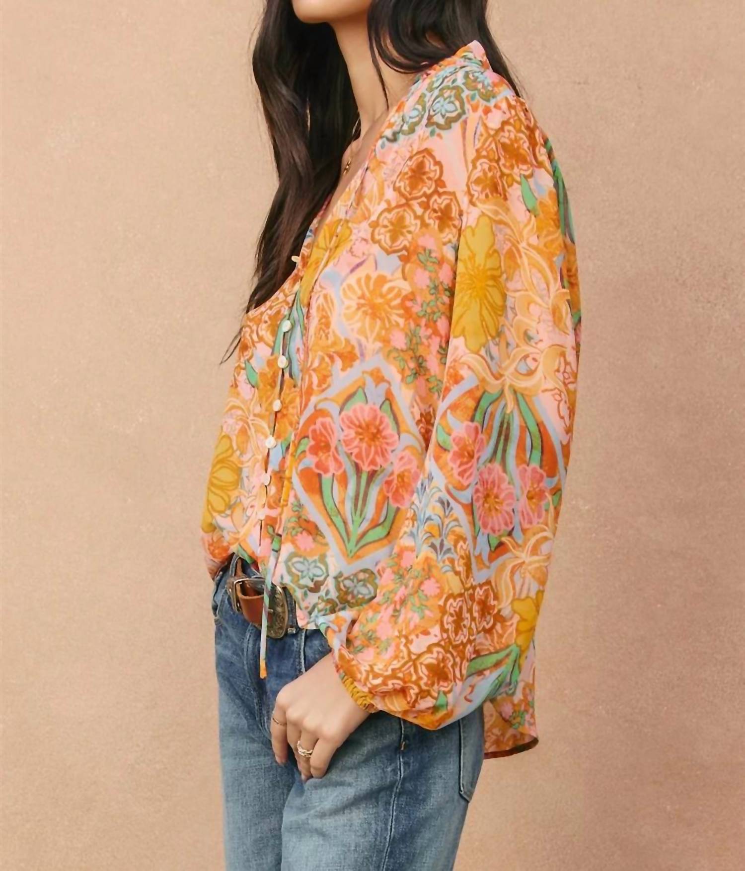 Dress Forum - Paisley Print Balloon Sleeve Blouse