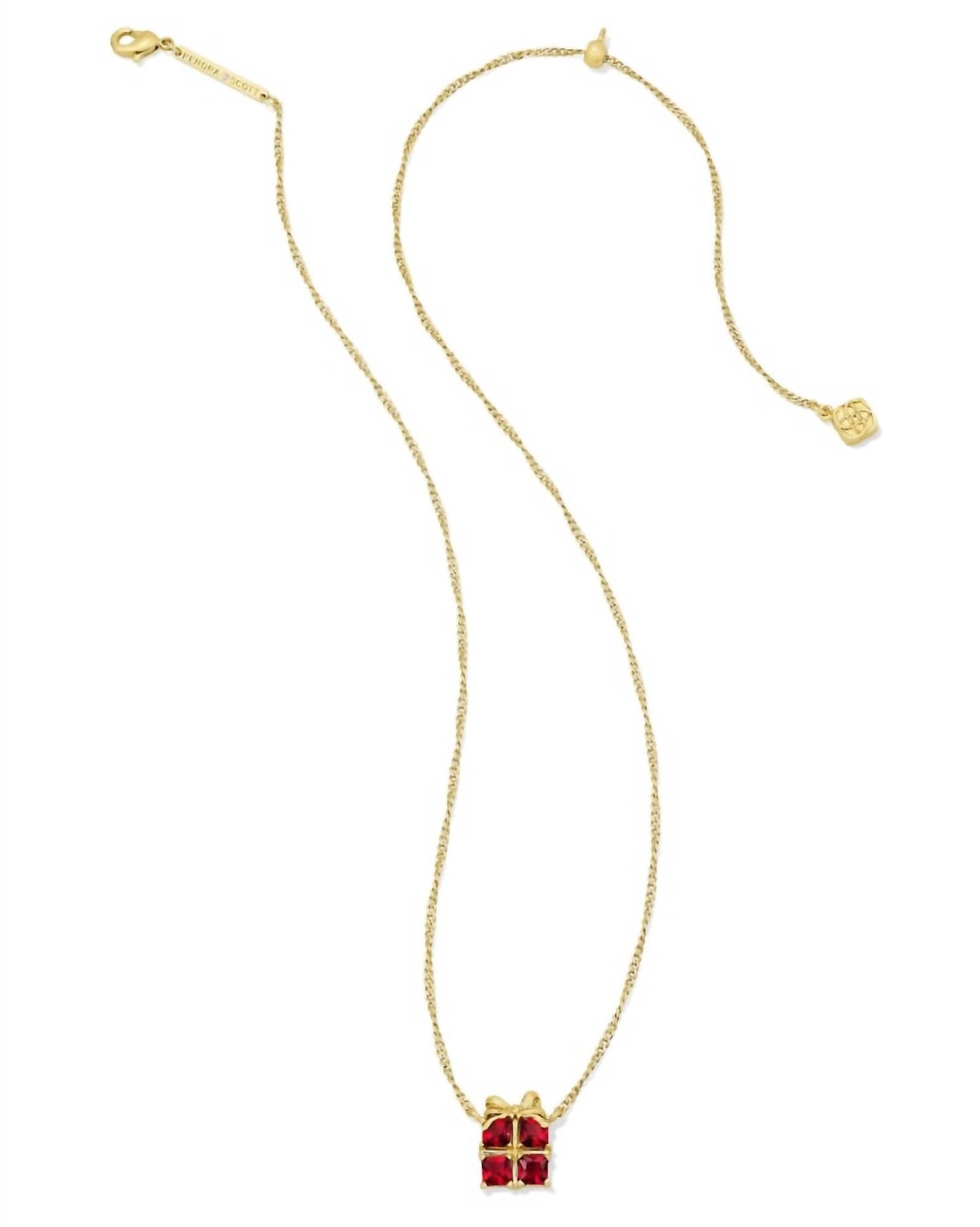 Kendra Scott Women's Present Short Pendant Necklace in red - women's jewelry - detail view