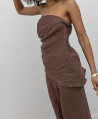 Collective - Draped Strapless Linen Top