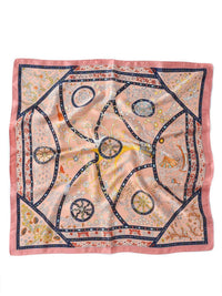 Funkyrel Women's Vintage Print Square Scarf & Head Wrap in pink - women's scarf