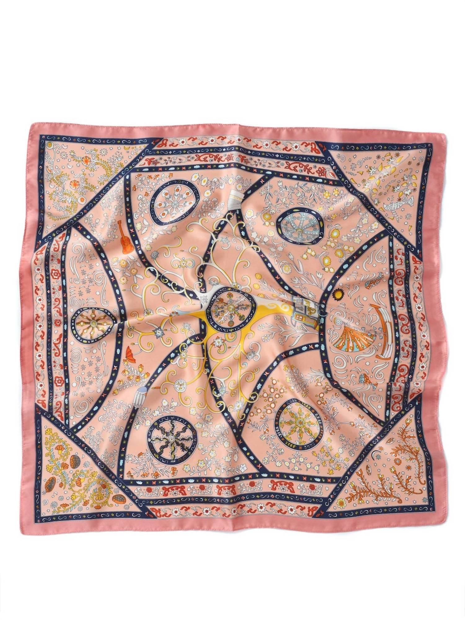 Funkyrel Women's Vintage Print Square Scarf & Head Wrap in pink - women's scarf