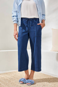 Tribal - Audrey Wide Crop Drawstring Denim Jeans