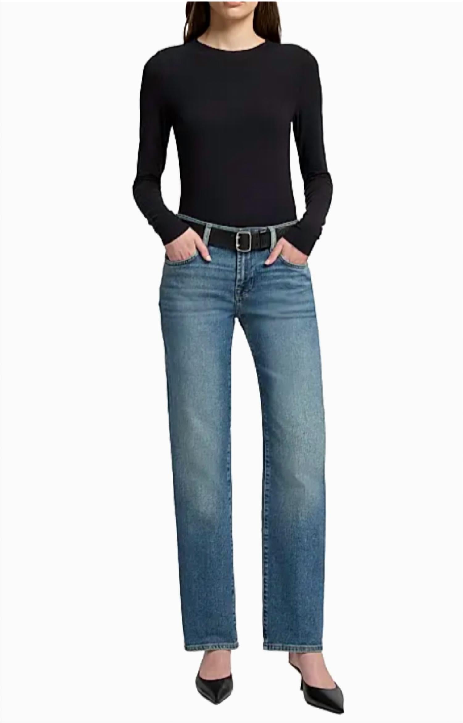 7 For All Mankind Calie Straight Jeans in sea level - women's jeans