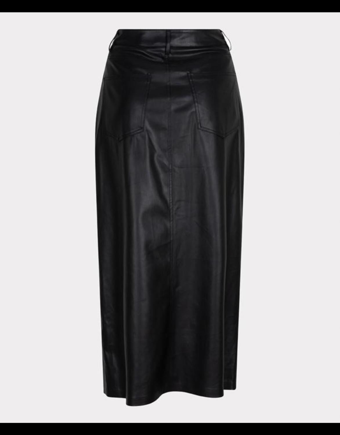 Esqualo - Long Vegan Leather Skirt With Slit