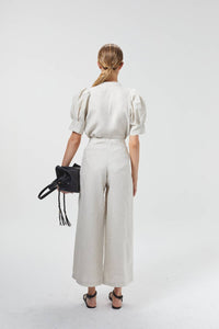 lanhtropy Culotte Linen Pants in natural - women's pants - detail view