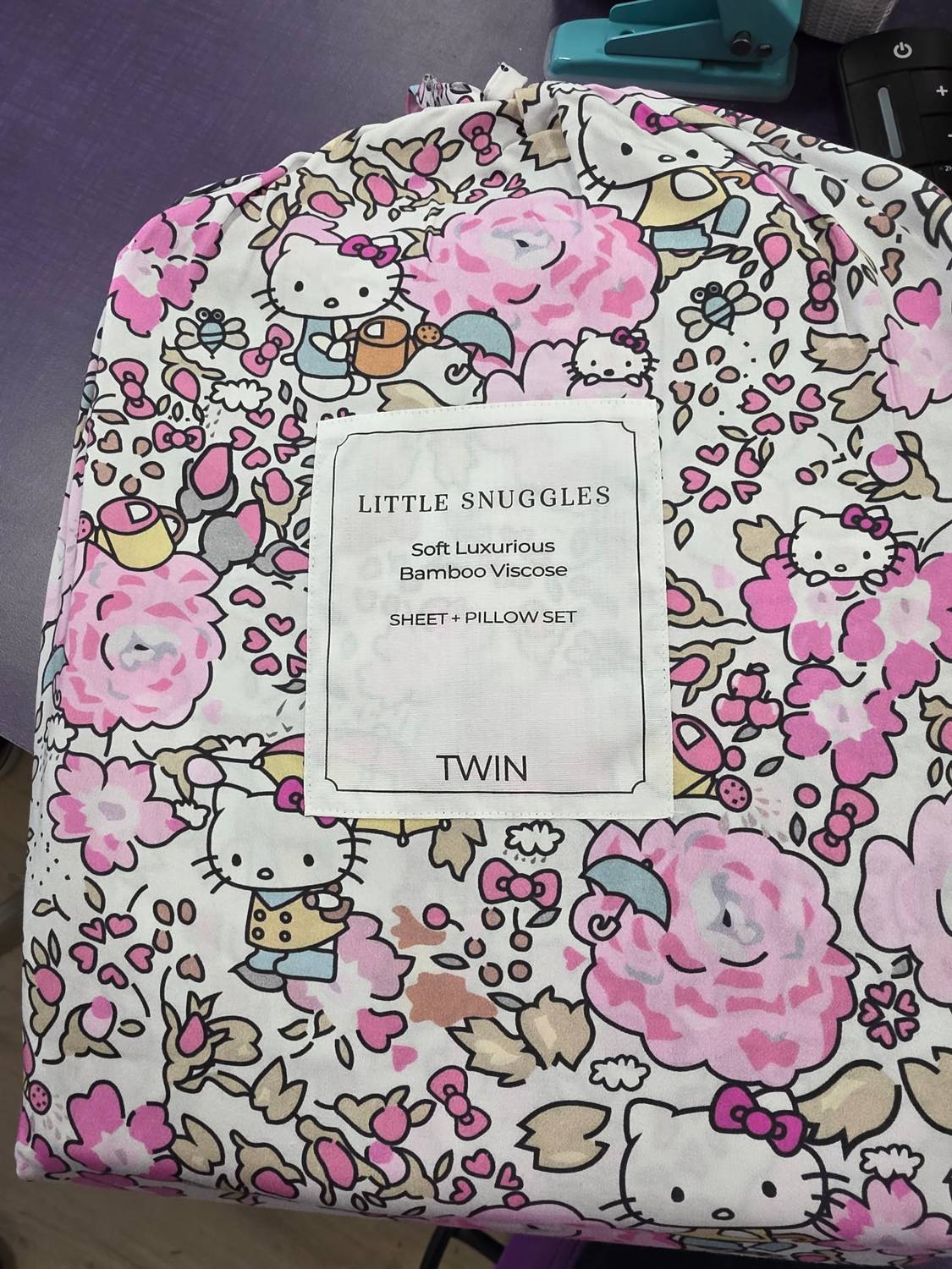 Charlies Project - Girl's Garden Kitty Bamboo Twin Sheet Set