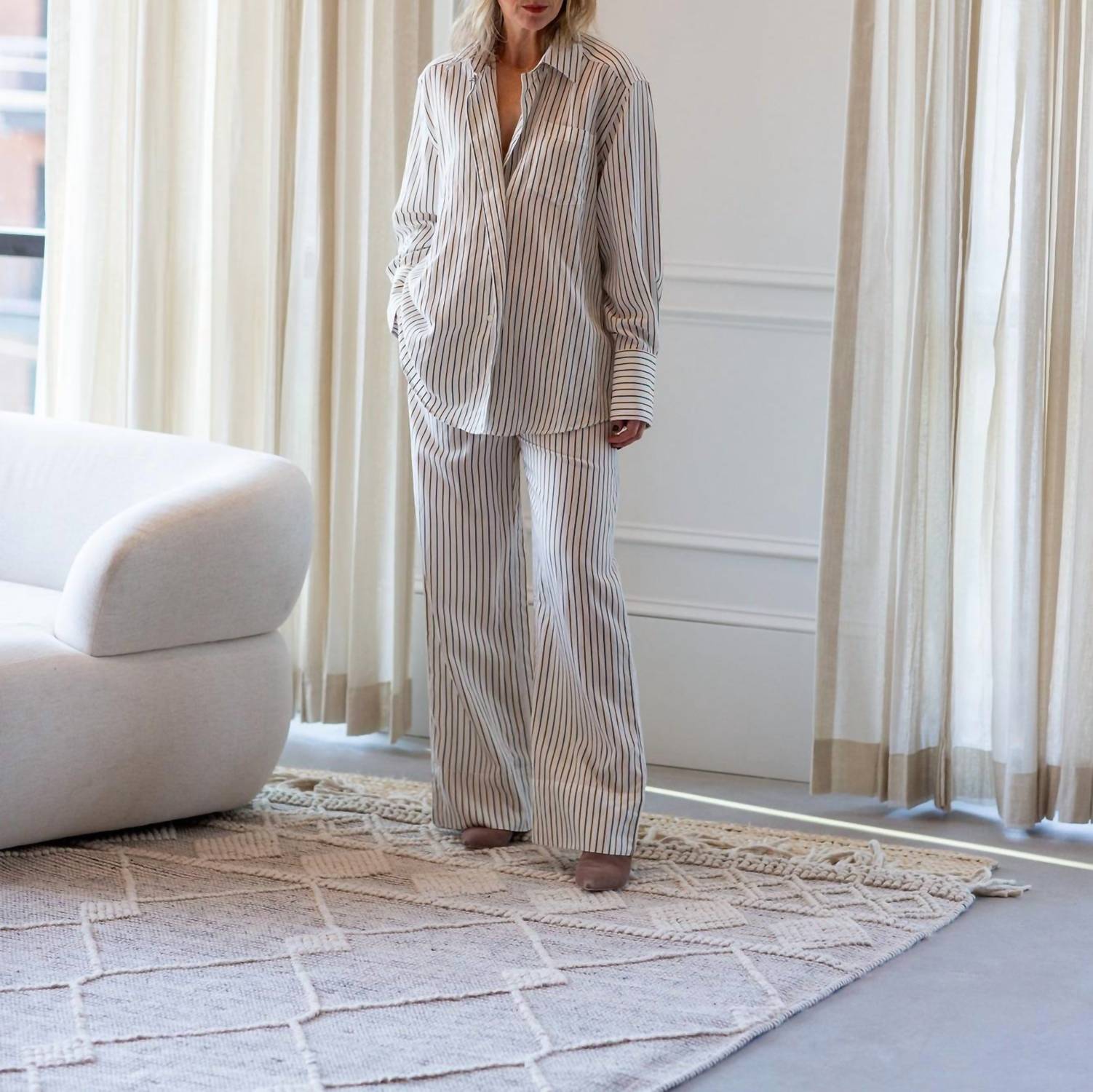 House of Dagmar Relaxed Straight Trousers in cream white - women's pants - view 5