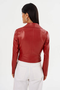 LAMARQUE Pascale Faux Leather Jacket in crimson - women's jacket - view 5
