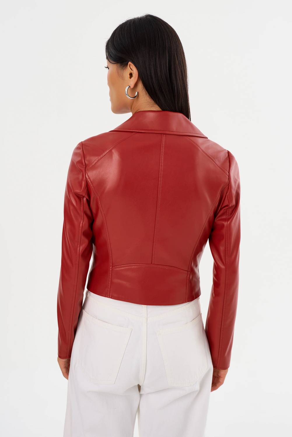 LAMARQUE Pascale Faux Leather Jacket in crimson - women's jacket - view 5