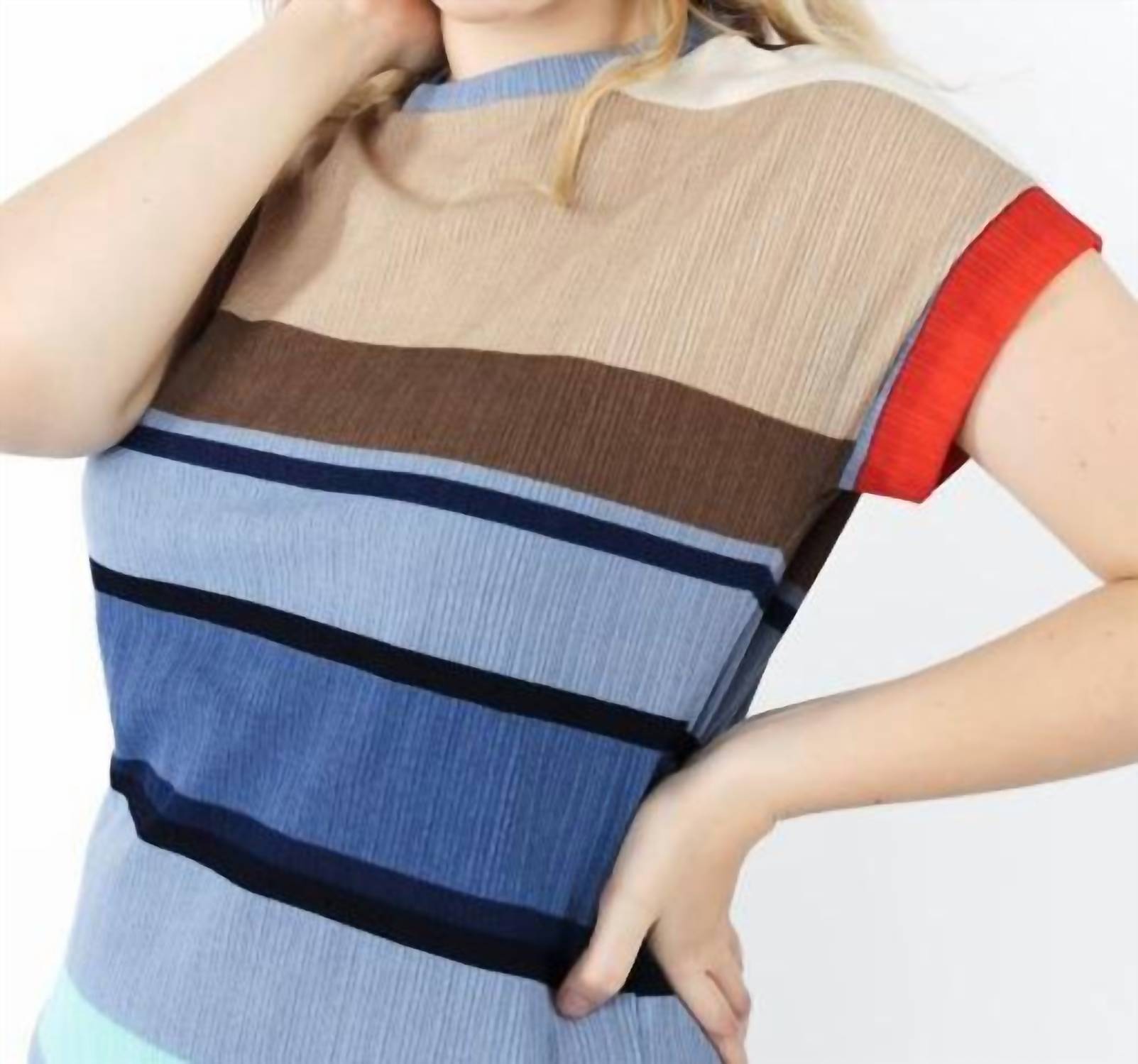 Tea N Rose - Colorblock Stripe Dolman Sleeve Top