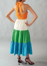 Akaiv - Saddle Color Block Dress