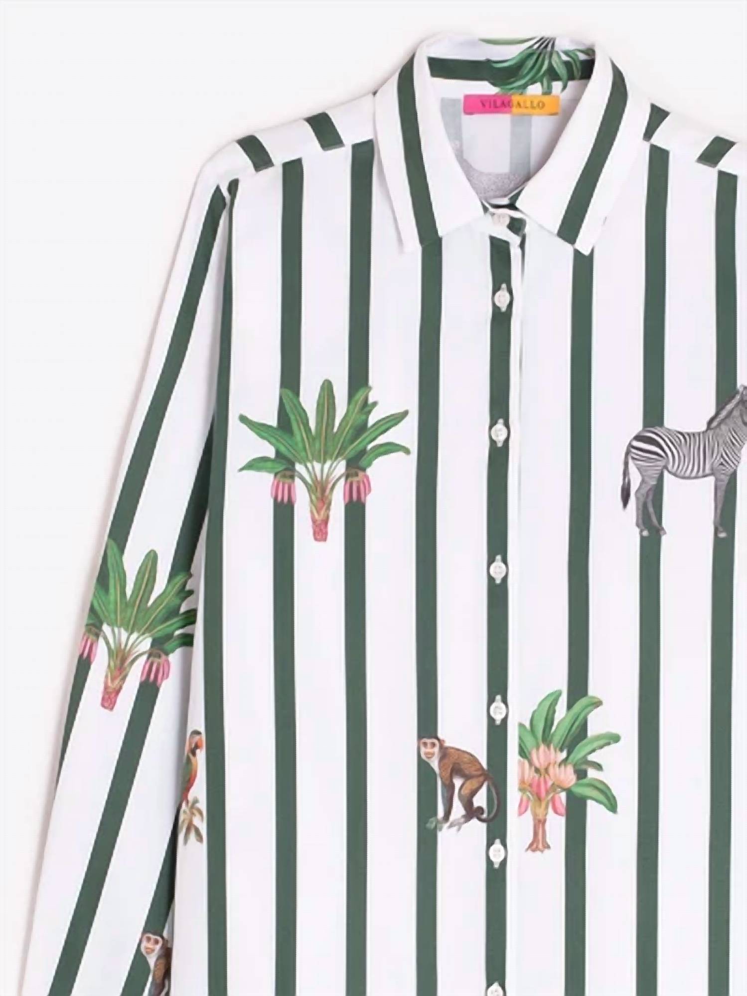 Vilagallo - Safari Print Striped Shirt
