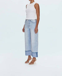 PISTOLA Ryder High Rise Cuffed Straight Jeans in sunrise - women's jeans - alternate view