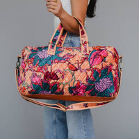 Panache Apparel - Women's Velvet Floral Duffel Bag