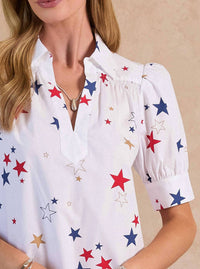 Current Air - Star Printed Short Sleeve Blouse