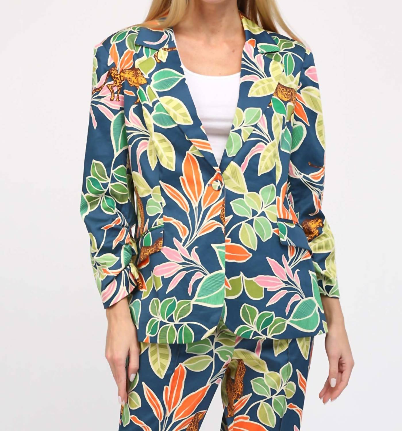 Fate - Jungle Print Satin Blazer