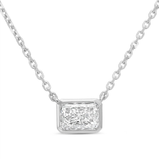 Diana M Jewels - Women's 4 Carat Lab-grown Diamond Radiant Bezel Necklace - Signature Plus