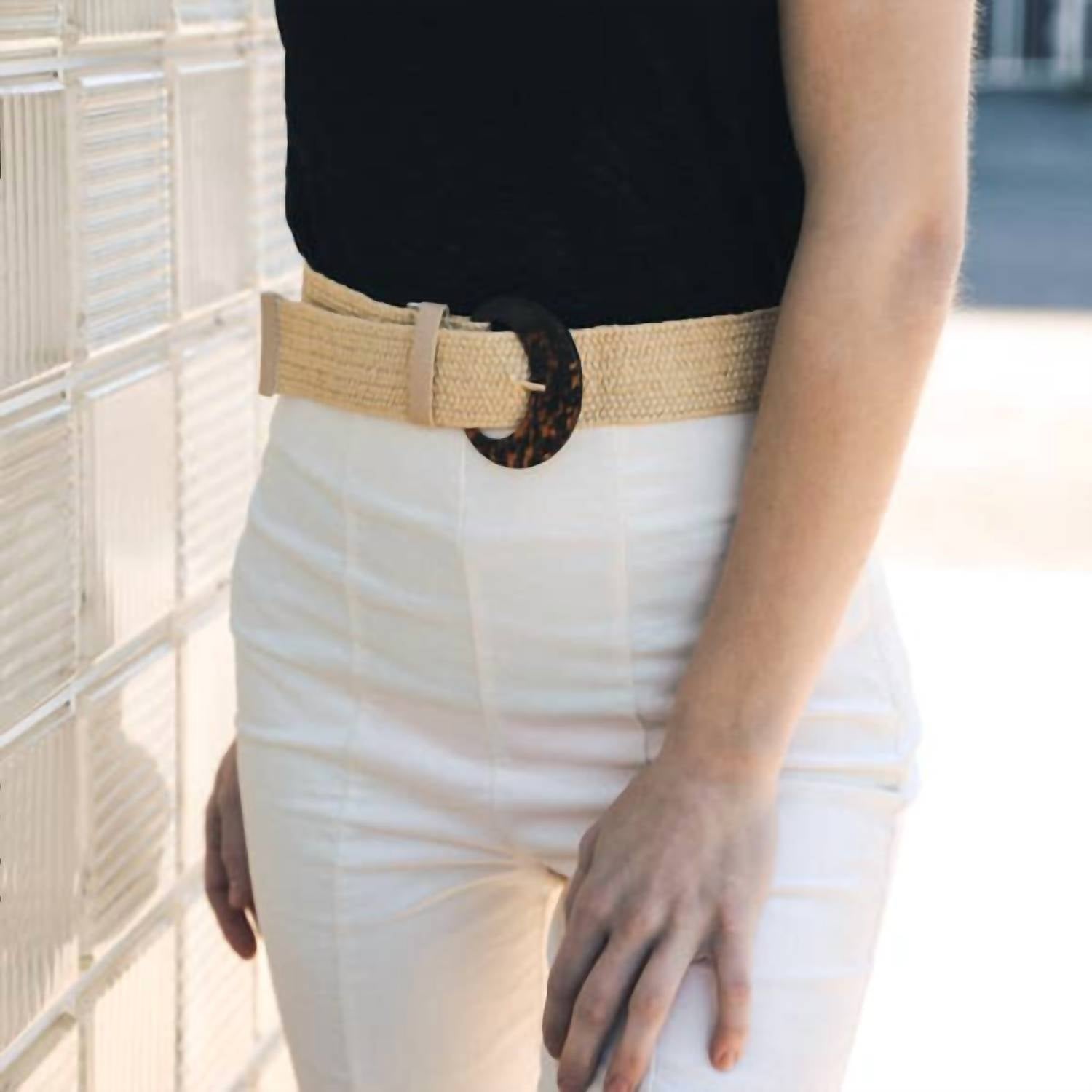 Leto - Women's Basketweave Stretch Cinch Belt