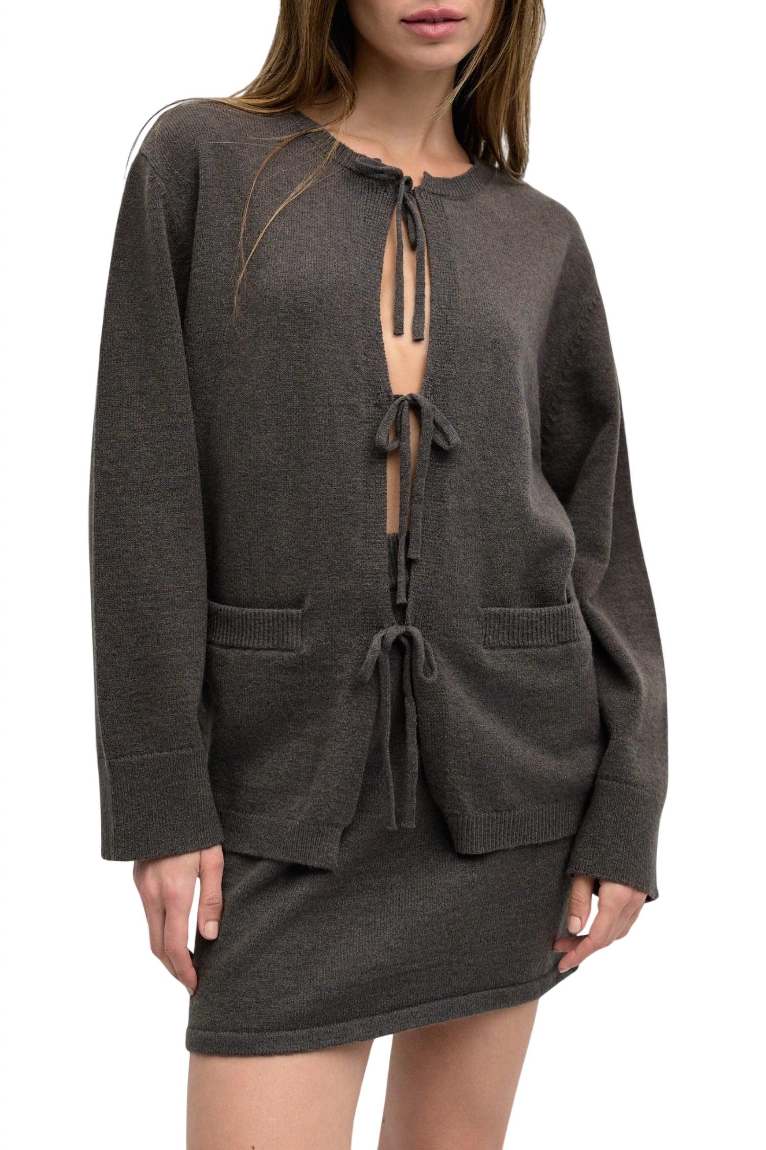 Mod Ref - Knit Sweater Tie Front Cardigan