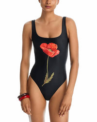 Aqua - Lisa Says Gah Printed One Piece Swimsuit