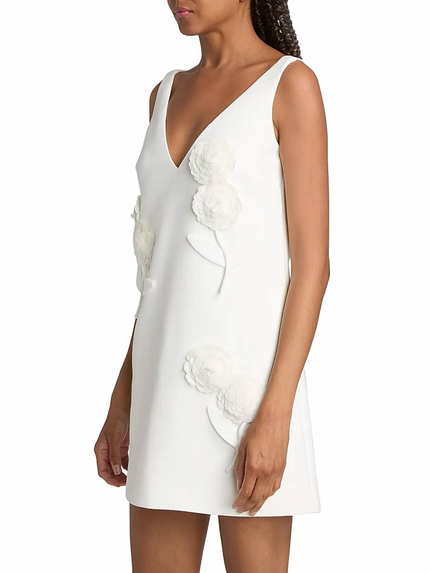 Self-Portrait - Paillette-Embellished Flower-Appliqué Minidress
