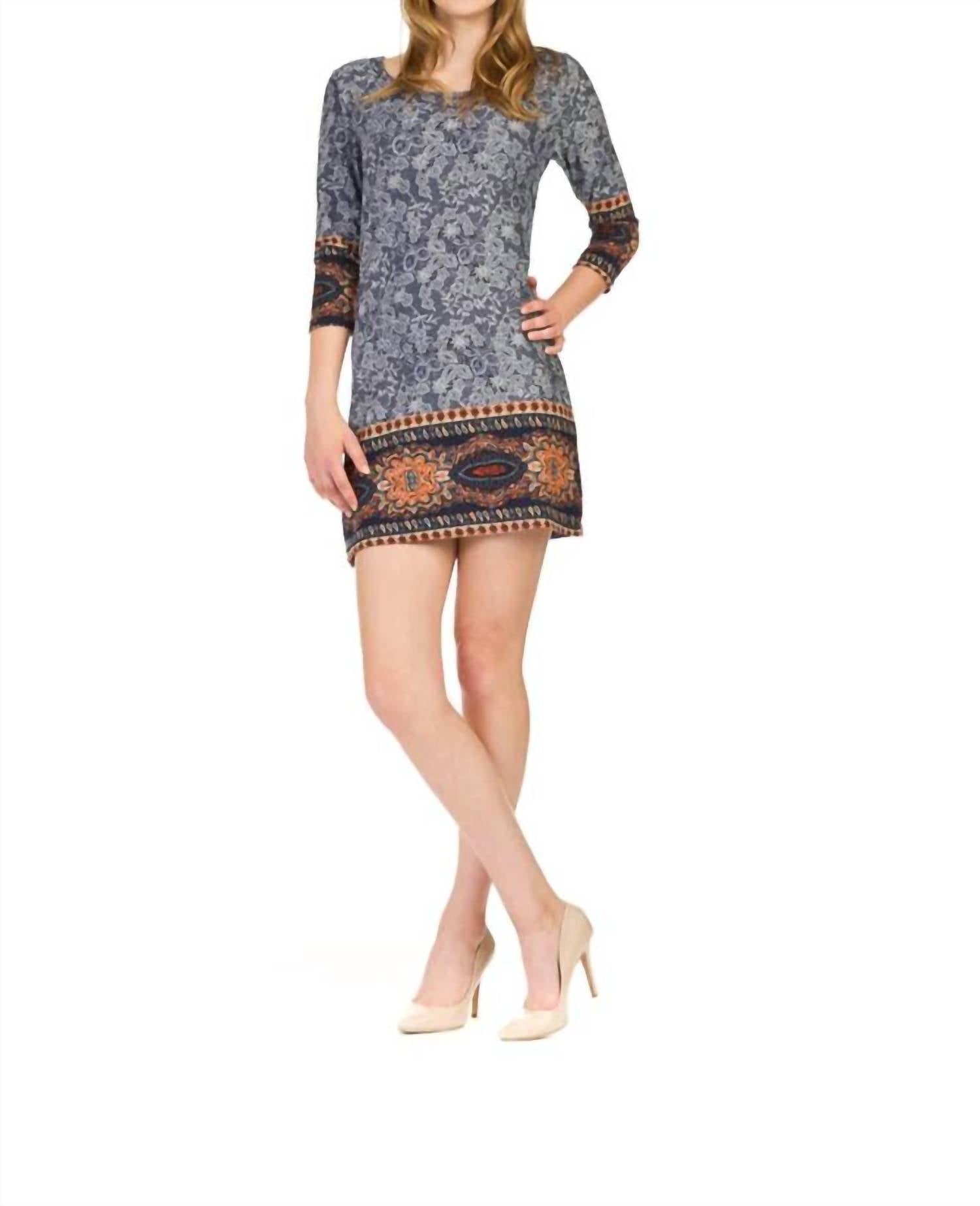 Papillon - Boho Border Lace Print Sweater Dress