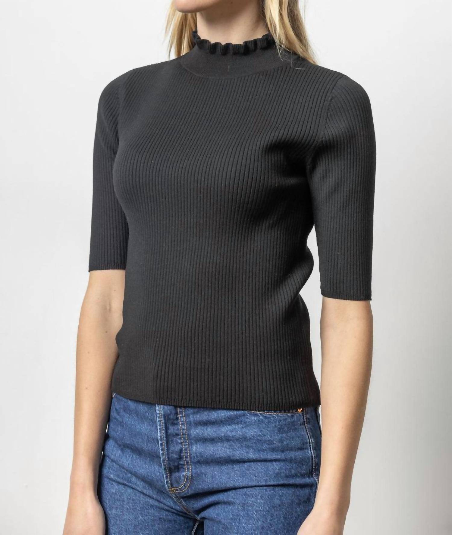 Lilla P - Ruffle Mock Neck Sweater