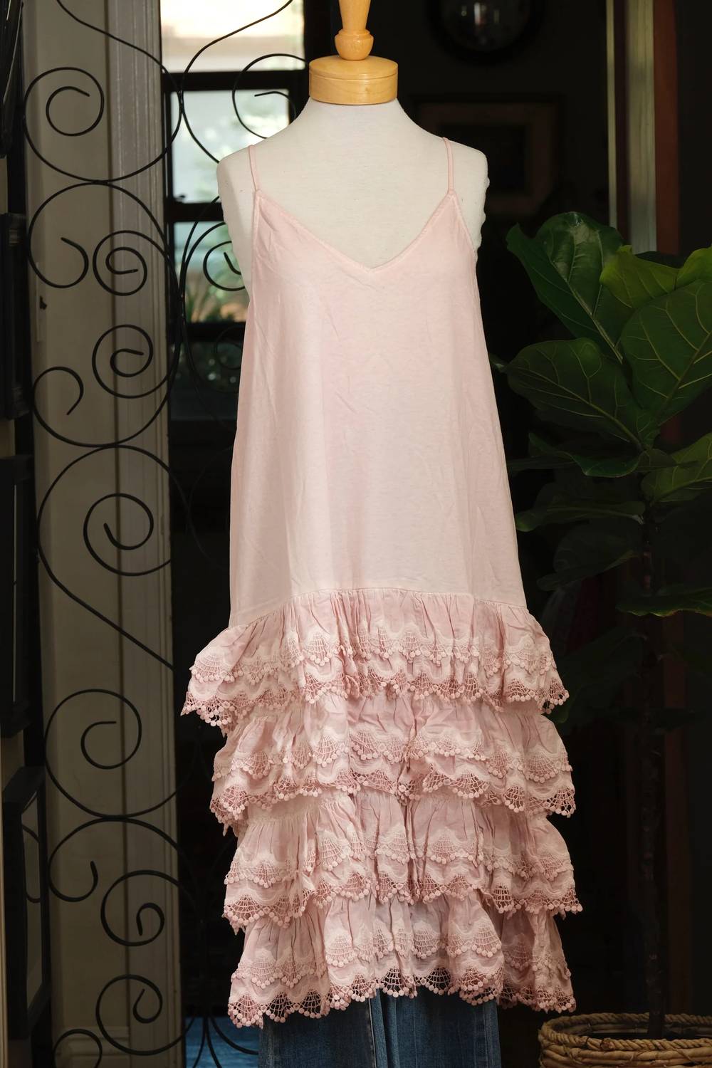 A Rare Bird - Women's Distressed Ruffle Slip Dress