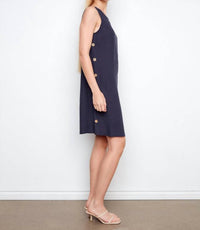 CHARLIE B Sleeveless Mini Dress With Side Buttons in navy - women's dress - alternate view